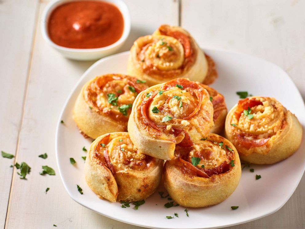 PHOTO: Pepperoni pizza pinwheels that can be plated and served in individual portions.