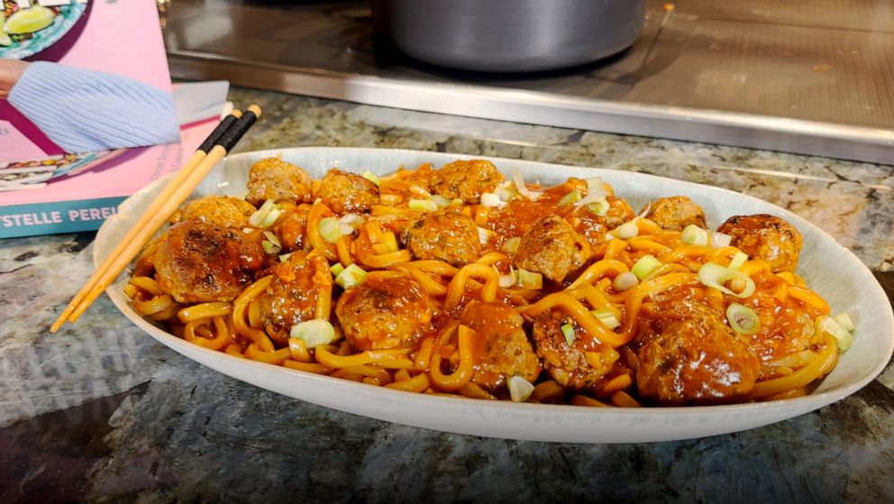 PHOTO: Crystelle Pereira's Asian-style spaghetti and meatballs.