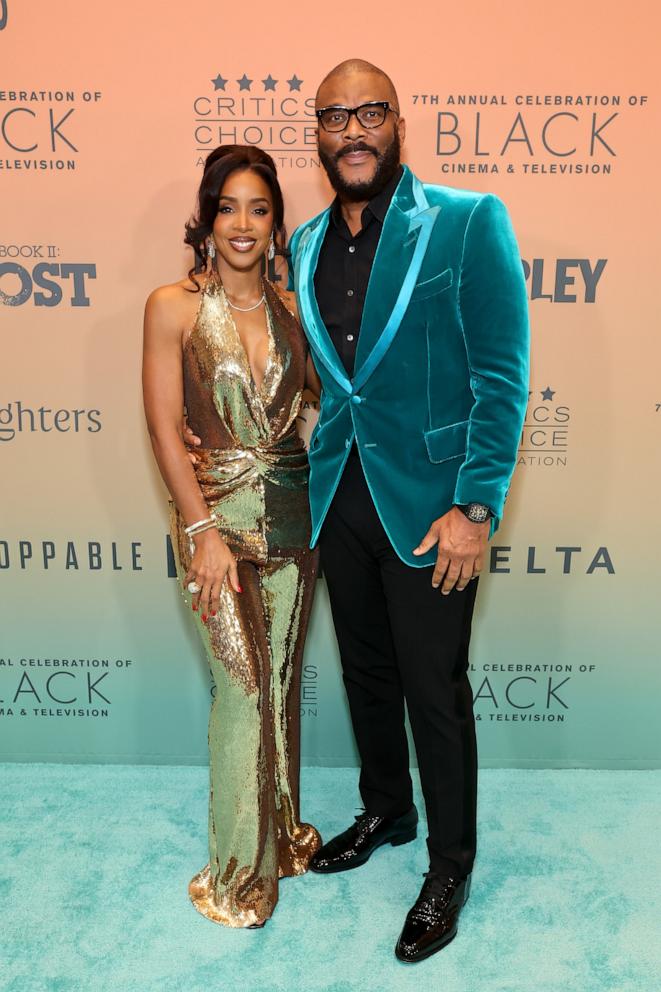 PHOTO: Kelly Rowland and Tyler Perry attend The Critics Choice Association's 7th Annual Celebration of Black Cinema & Television at Fairmont Century Plaza on Dec. 9, 2024 in Los Angeles.