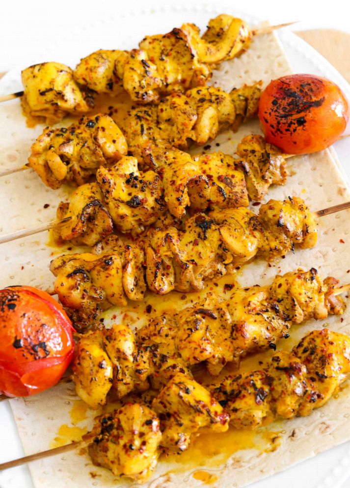 PHOTO: Persian saffron chicken kabobs