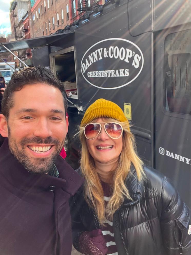 PHOTO: Peter Hand takes a selfie with actress Laura Dern at Danny & Coops' Philly cheesesteak truck in New York City.