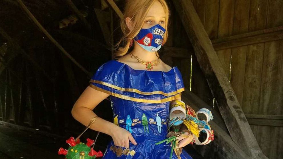 PHOTO: Peyton Manker of Sparta, Ill., says she used 41 rolls of duct tape and spent nearly 400 hours putting her prom dress together.