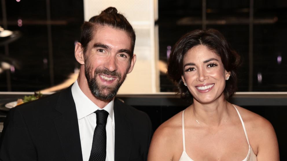 PHOTO: Michael Phelps and Nicole Johnson attend the Harold & Carole Pump Foundation 2023 Gala at The Beverly Hilton on Aug. 18, 2023 in Beverly Hills, Calif.