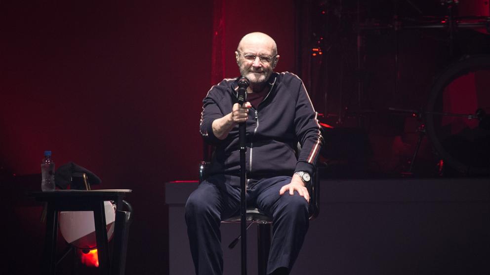 PHOTO: In this March 17, 2022, file photo, Phil Collins from Genesis performs at U Arena in Nanterre, France. 