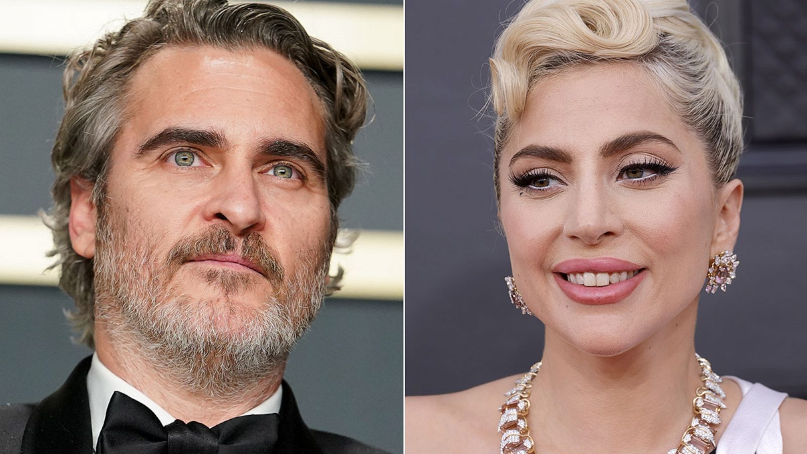 PHOTO: Joaquin Phoenix poses in the press room during the 92nd Annual Academy Awards, Feb. 9, 2020, in Hollywood, Calif. Lady Gaga attends the 64th Annual GRAMMY Awards at MGM Grand Garden Arena, April 3, 2022, in Las Vegas.