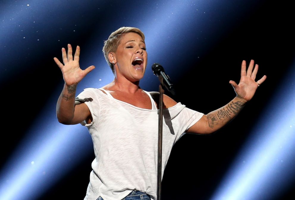 PHOTO: Pink performs "Wild Hearts Can't Be Broken" at the 60th annual Grammy Awards at Madison Square Garden in New York, Jan. 28, 2018.