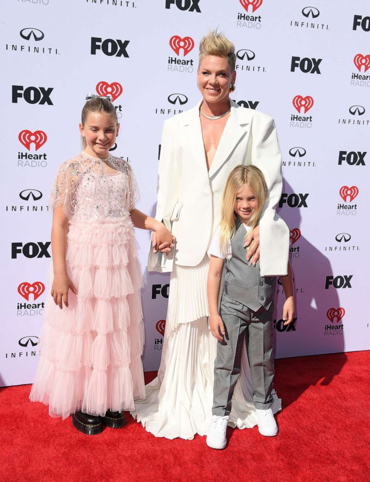 PHOTO: Willow Sage Hart, P!NK and Jameson Hart arrive at the 2023 iHeartRadio Music Awards at Dolby Theatre, March 27, 2023, in Hollywood, Calif.