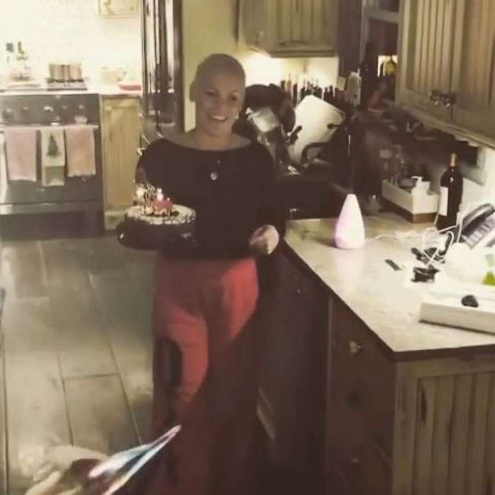 PHOTO: Pink holds a birthday cake for her son in a video she posted to her Instagram account.