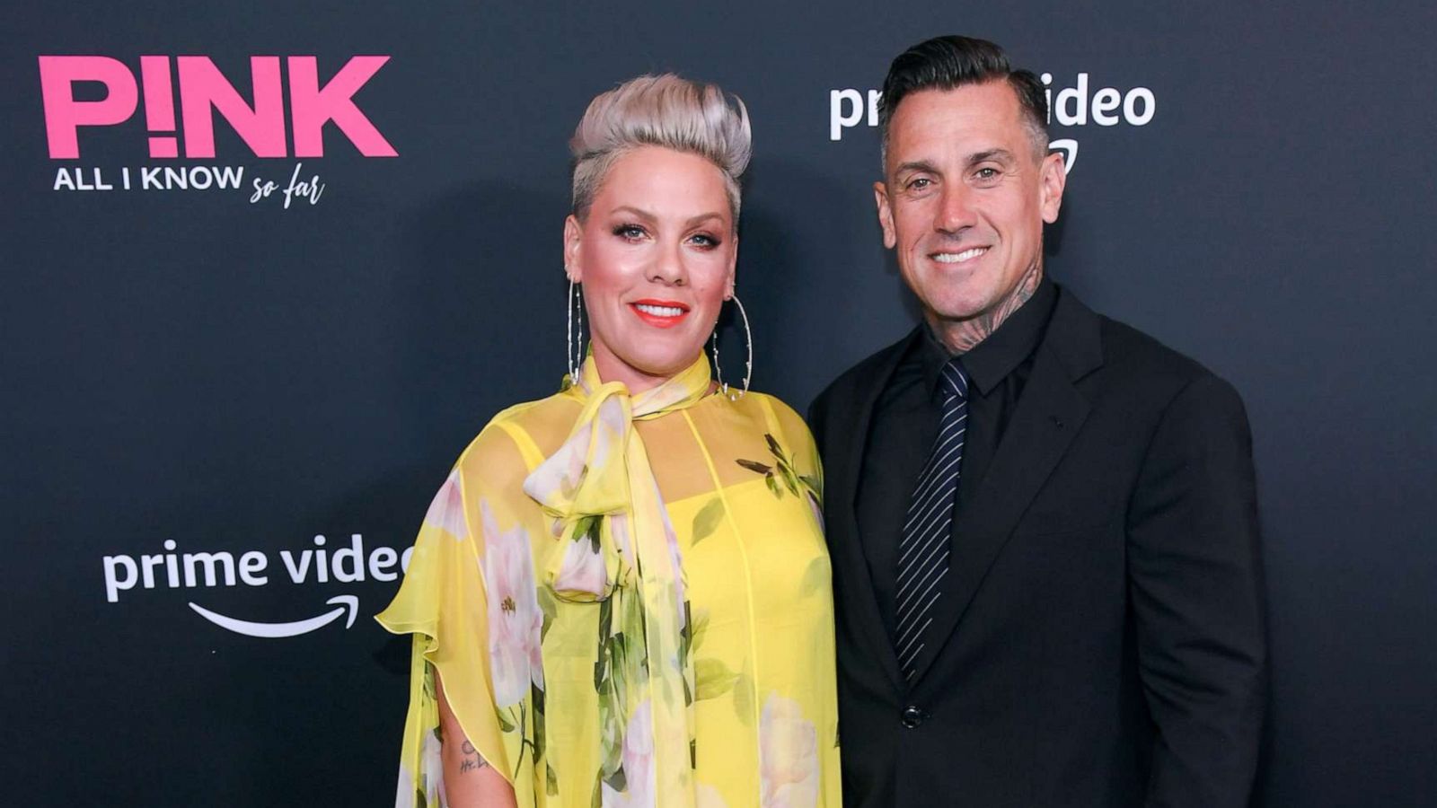 PHOTO: P!nk and Carey Hart attend the P!NK: ALL I KNOW SO FAR Los Angeles premiere at Hollywood Bowl, May 17, 2021, in Los Angeles.