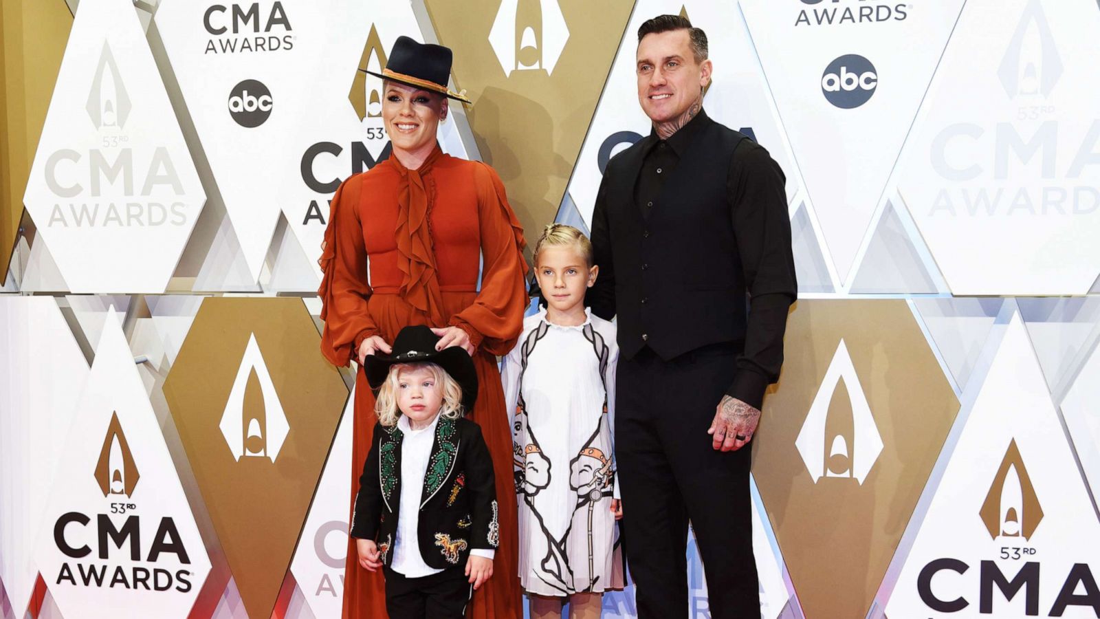 PHOTO: Pink arrives with Carey Hart and their children at the 53rd Annual CMA Awards in Nashville, Nov. 13, 2019.