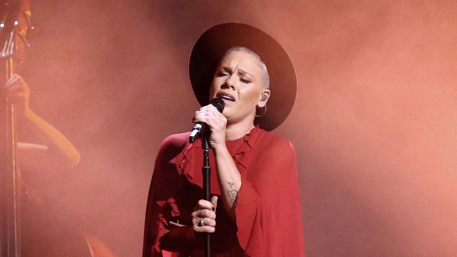 PHOTO: In this Nov. 13, 2019, file photo, Pink performs onstage during the 53rd annual CMA Awards in Nashville.