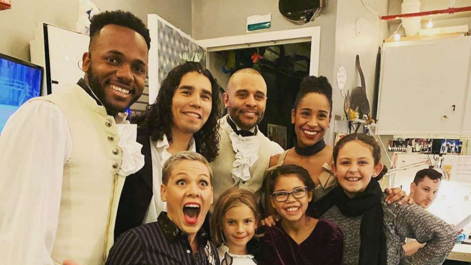 PHOTO: P!NK posted this photo with her daughter and the cast of Hamilton to her Instagram account, Dec. 10, 2019.