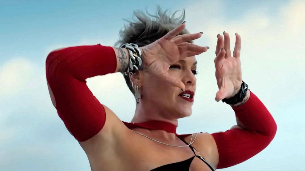PHOTO: A screen grab shows Pink in her new music video Trustfall