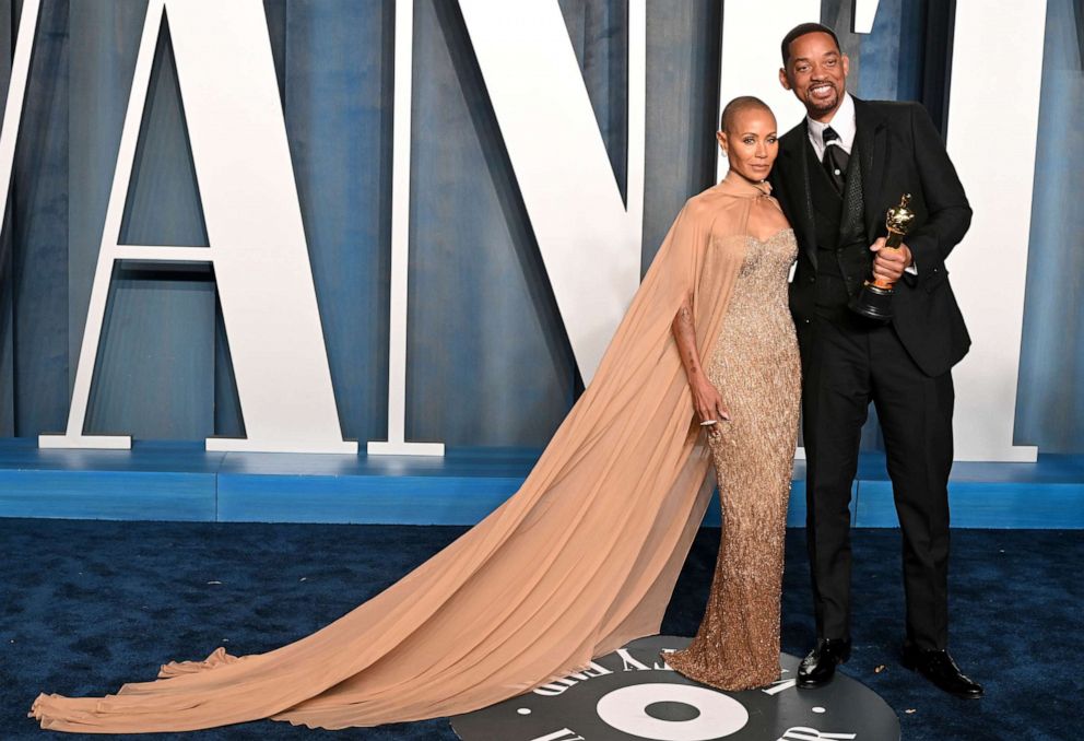 PHOTO: Jada Pinkett Smith and Will Smith arrive for the Vanity Fair Oscar Party, in Los Angeles, March 27, 2022.