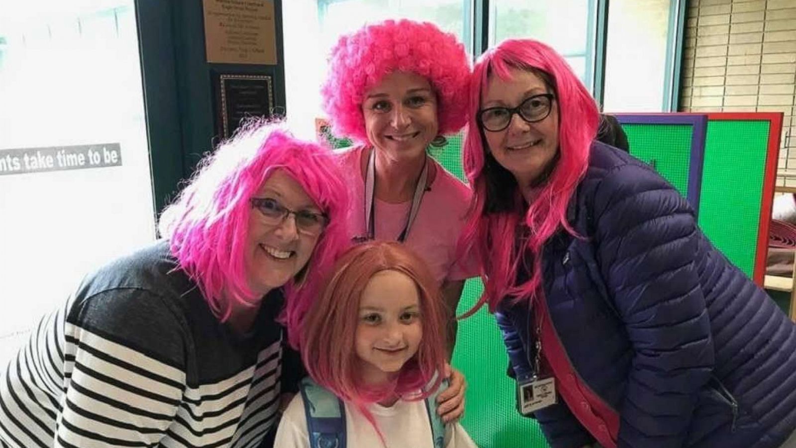 PHOTO: Ellie Atherton at school on pink wig day.