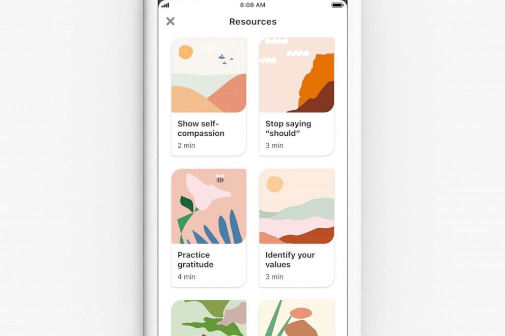PHOTO: Pinterest has launched new "emotional well-being activities" for users.