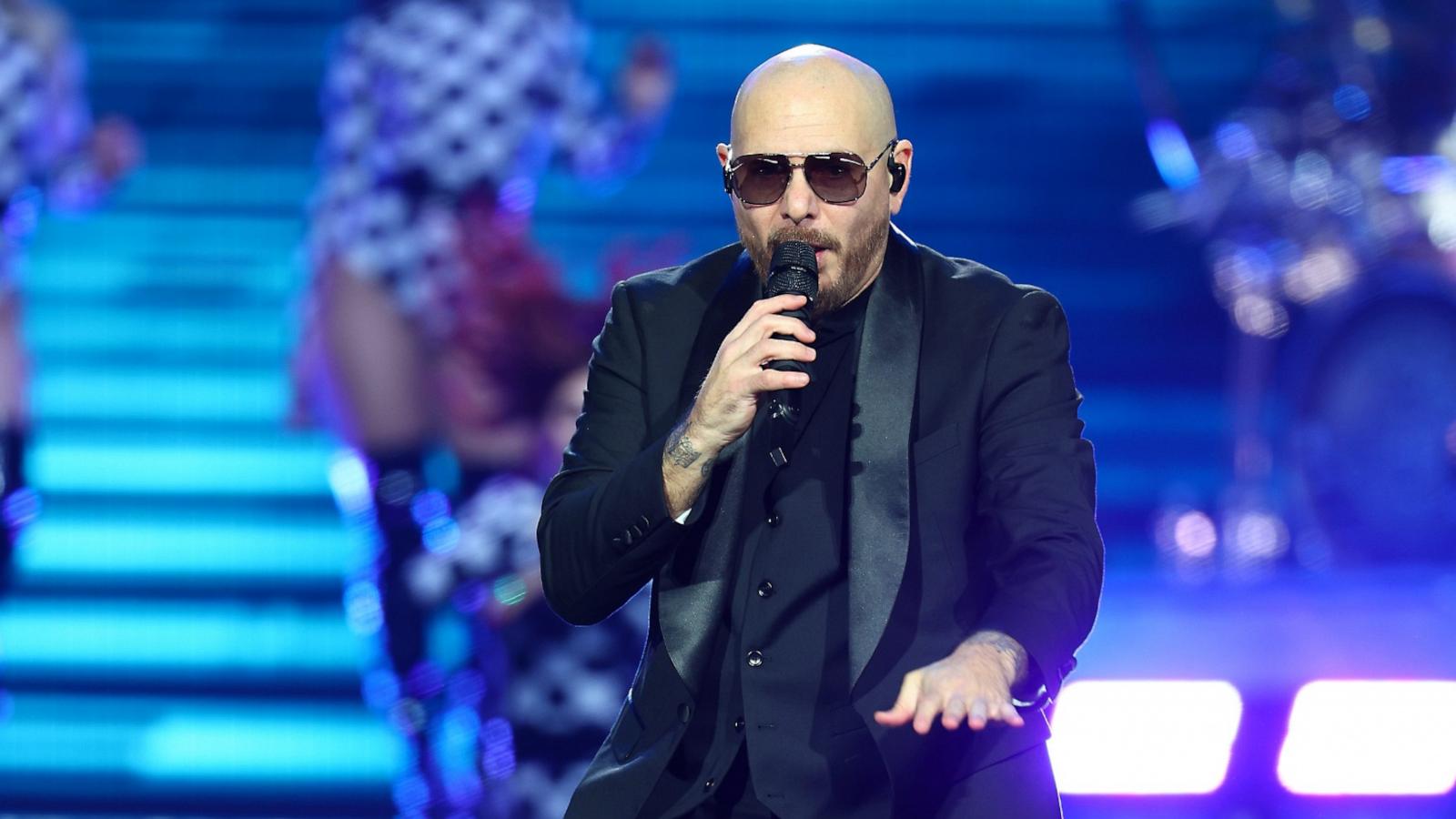 PHOTO: Pitbull performs as part of the Trilogy Tour at Xcel Energy Center on Feb. 16, 2024 in St Paul, Minn.