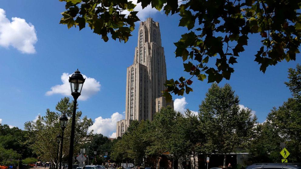 PHOTO: The Cathedral of Learning towers over the University of Pittsburgh campus in the Oakland section of Pittsburgh Monday, July 8, 2019.