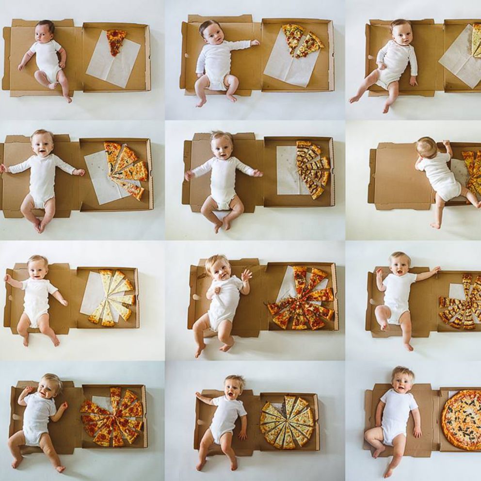 VIDEO: Genius mom uses pizza to mark her baby's monthly growth