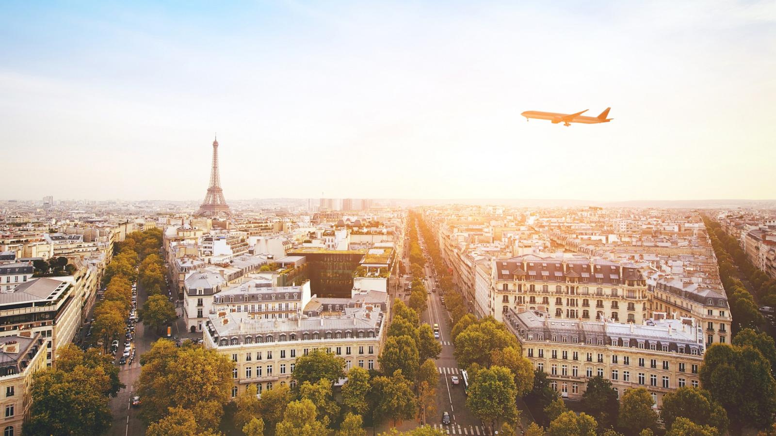 PHOTO: In this undated stock image, a plane is seen flying over Paris.