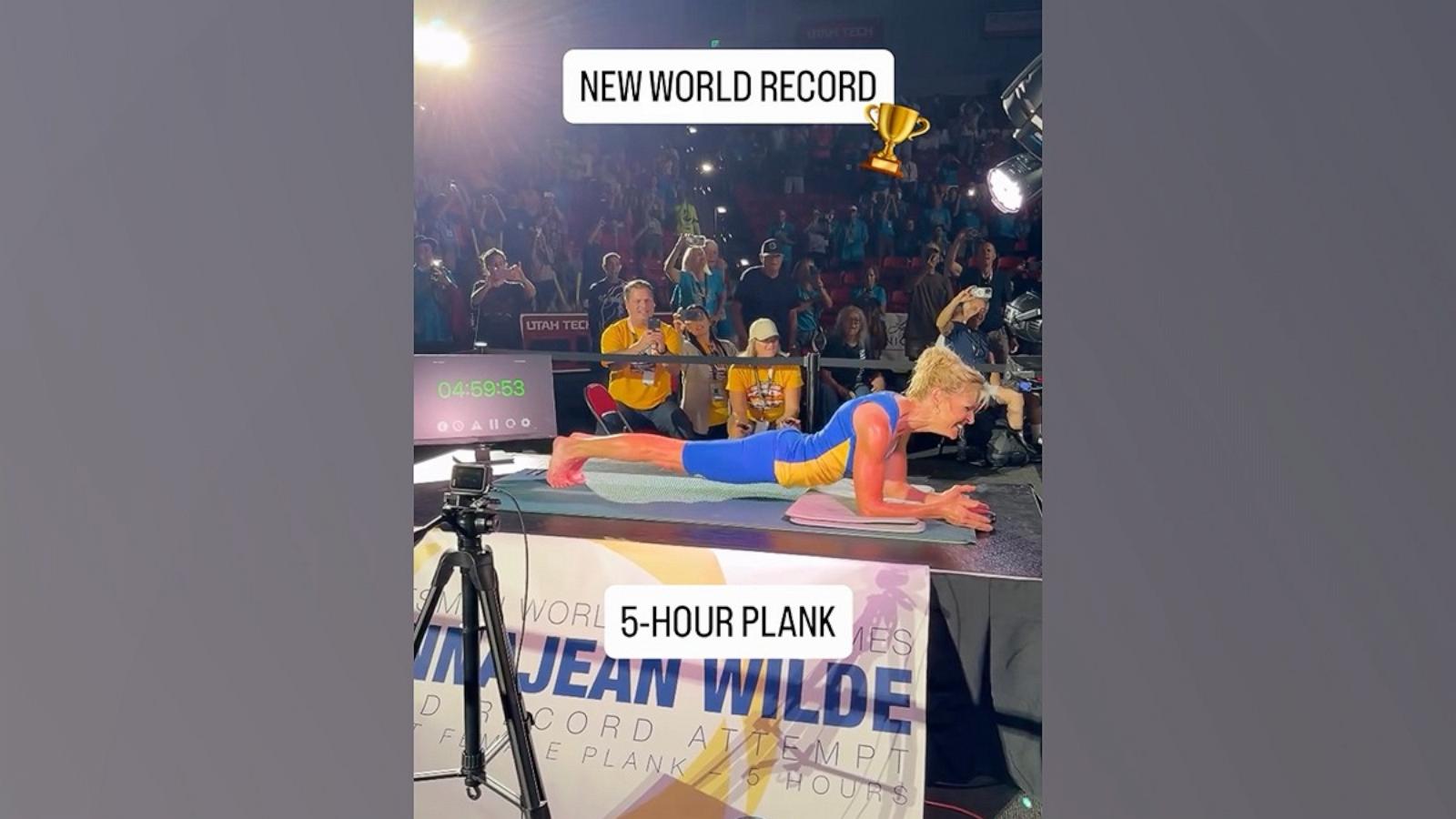 PHOTO: DonnaJean Wilde, 61, held a plank for five hours at the Huntsman World Senior Games in Utah on Oct. 6, 2026.