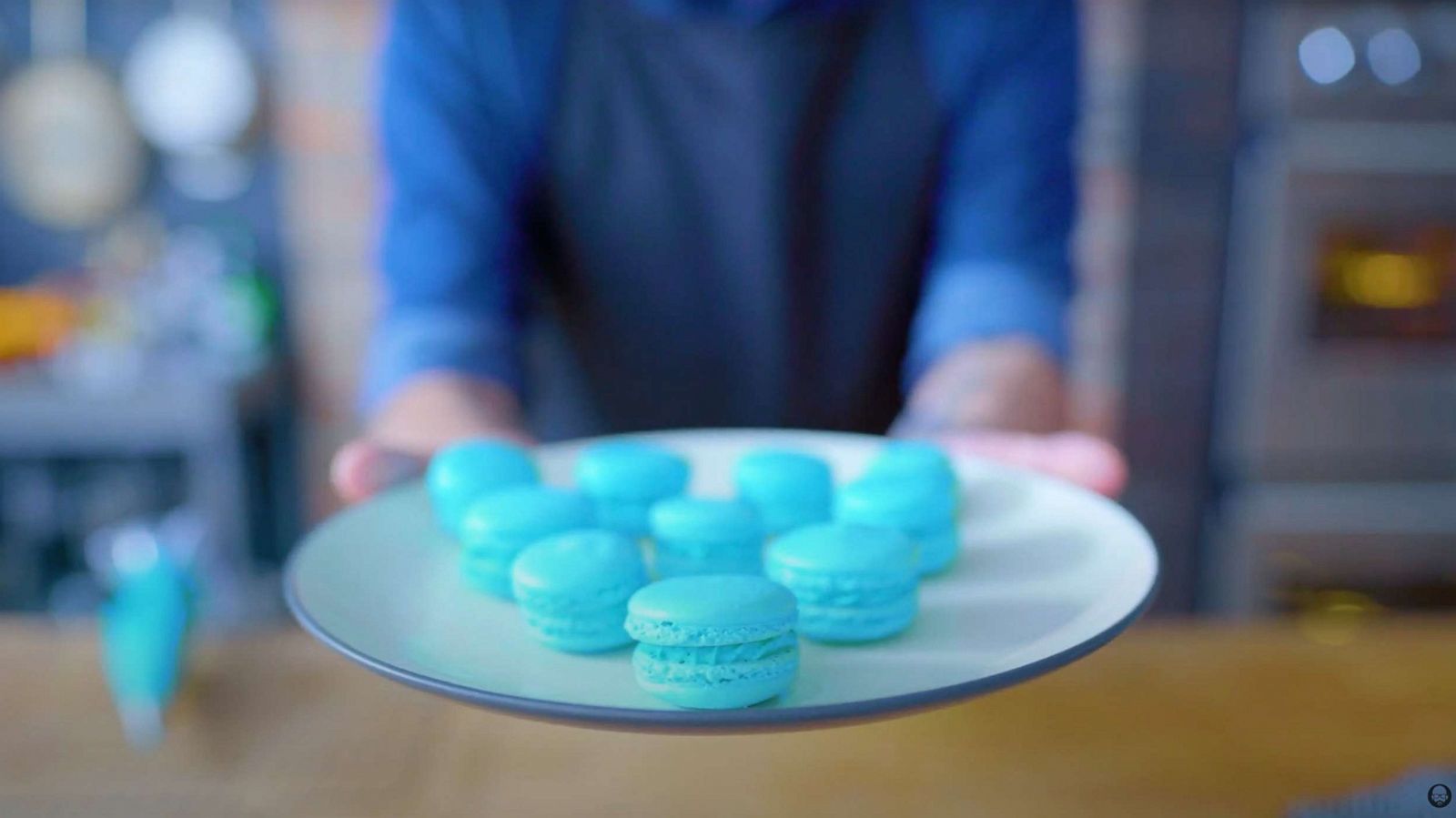 PHOTO: Andrew Rae recreated blue macarons from "The Mandalorian" on "Binging with Babish."