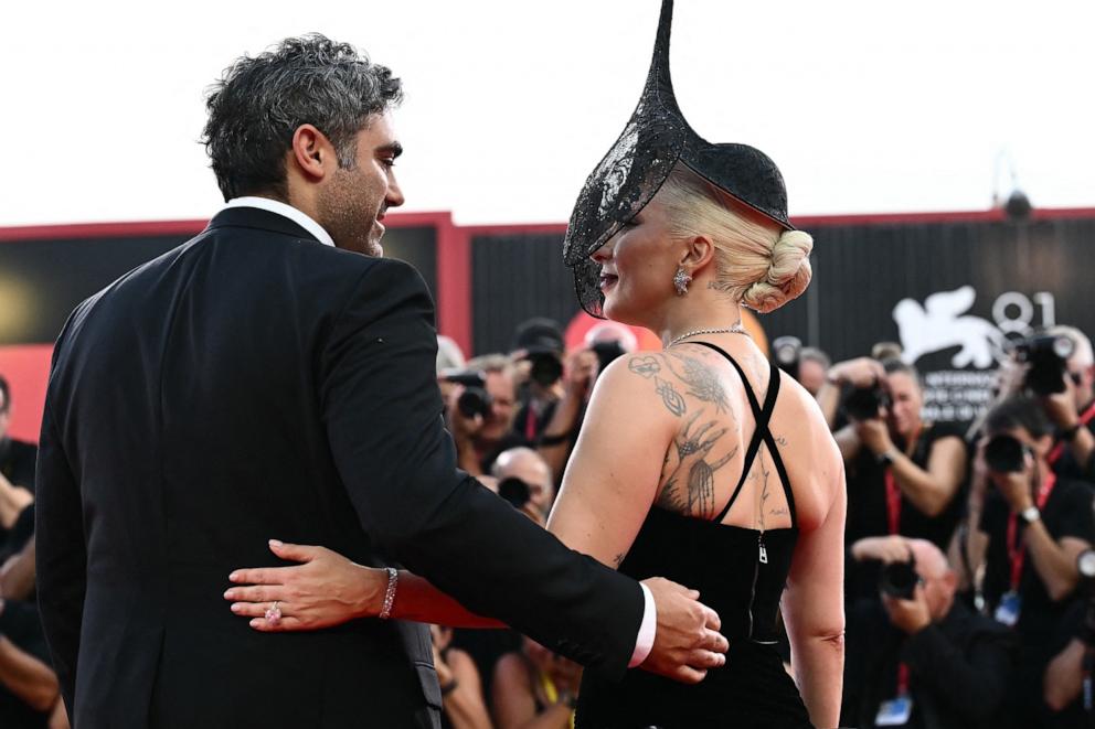 PHOTO: Actress and singer Lady Gaga and Michael Polansky attend the red carpet of the movie 'Joker : Folie a deux' presented in competition during the 81st International Venice Film Festival at Venice Lido, on Sept. 4, 2024. 