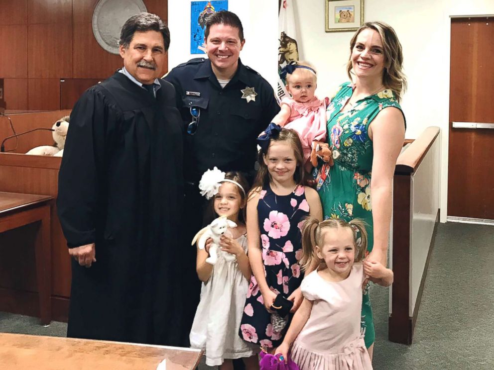 PHOTO: Officer Jesse Whitten and his wife, Ashley Whitten, adopted their child, Harlow Whitten, from a homeless woman that Officer Whitten met while on duty with the Santa Rosa Police Department in Santa Rosa, Calif. 