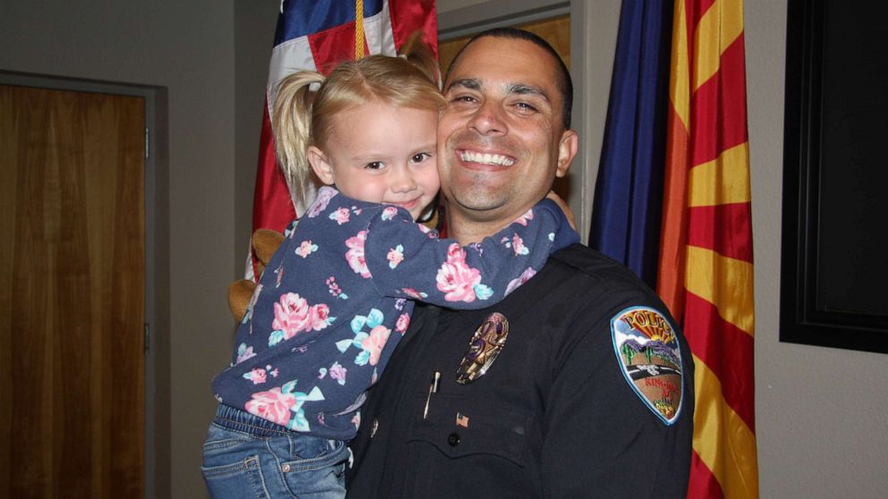 PHOTO: On Aug. 18, 2020, Brian Zach, lieutenant of the Kingman Police Department in Arizona, and his wife Cierra, officially became parents to 4-year-old Kaila. The adoption of Kaila took place at Mohave County Superior Court in Lake Havasu City.