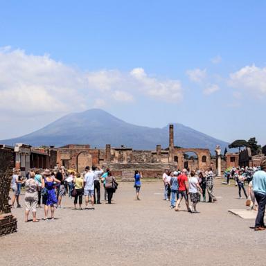 PHOTO: Tourists visiting Pompeii in Italy.