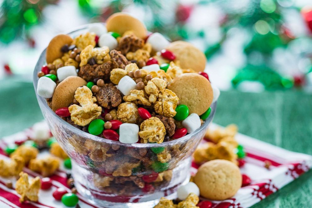 PHOTO: Festive Popcorn features caramel corn mixed with nuts, crispy pearls, candy-coated chocolates, and mini sugar cookies.