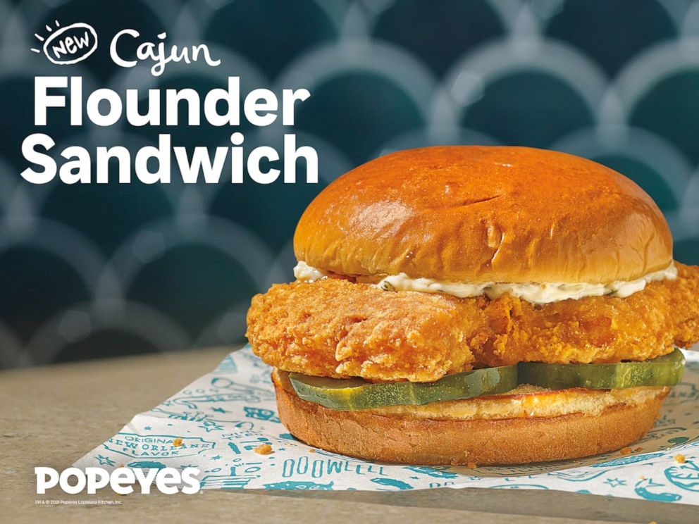 PHOTO: The new Cajun flounder sandwich from Popeyes.