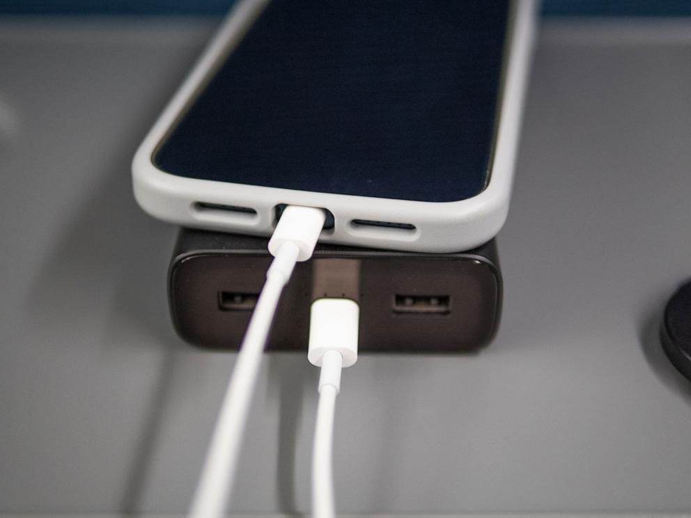 PHOTO: A phone charges on a power bank in an undated stock photo. 