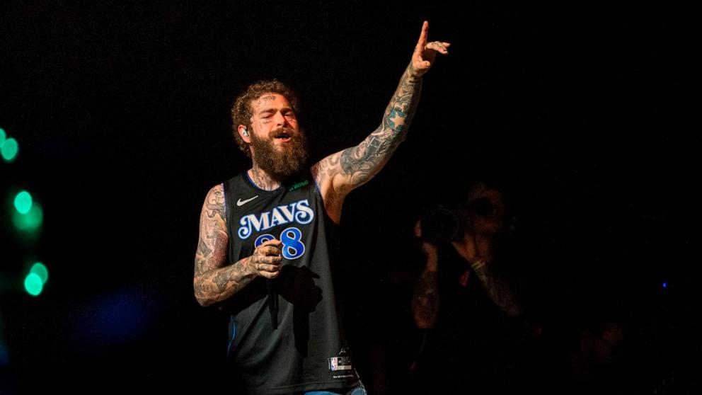 PHOTO: Post Malone performs during the Bonnaroo Music & Arts Festival, June 14, 2024, in Manchester, Tenn. 