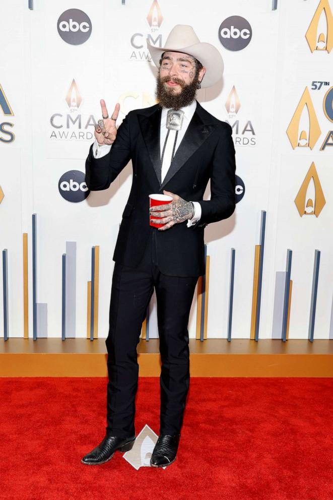 PHOTO: Post Malone attends the 57th Annual CMA Awards at Bridgestone Arena on Nov. 08, 2023 in Nashville, Tenn.