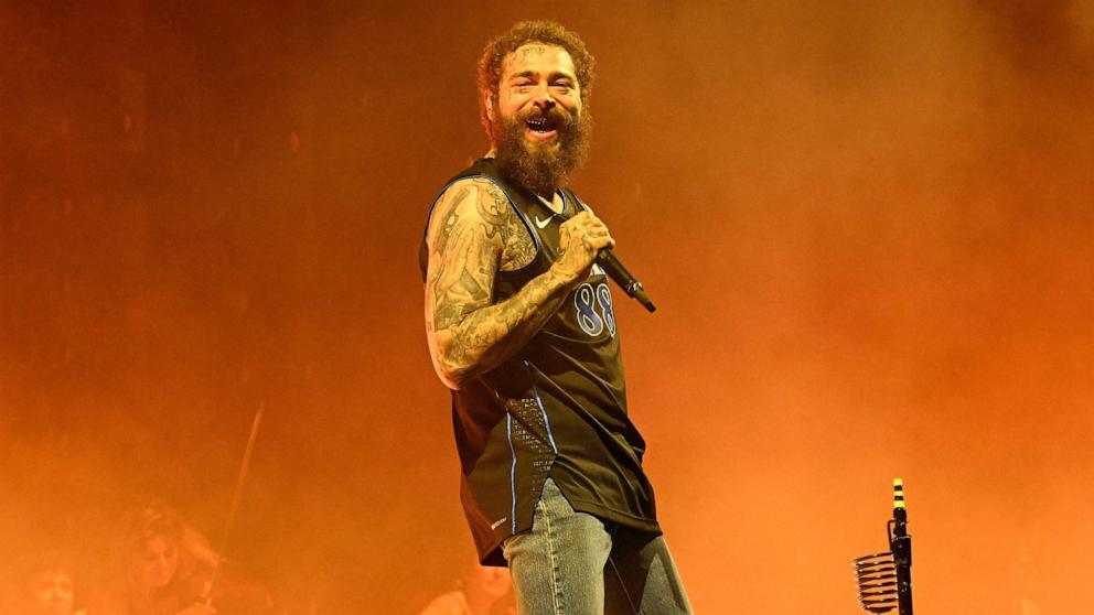 PHOTO: Post Malone performs during the 2024 Bonnaroo Music & Arts Festival, on June 14, 2024, in Manchester, Tenn.