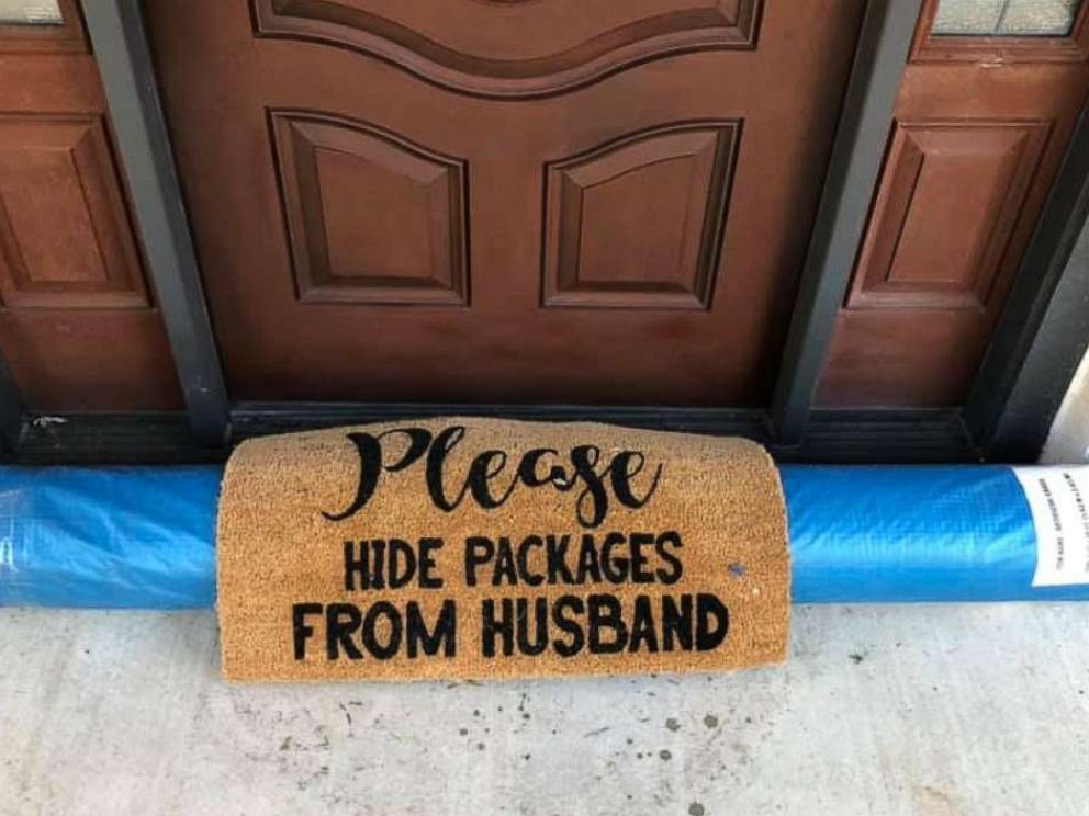 PHOTO: Ebony Freeman of Texas, shared a photo of her delivery after a UPS driver left her a roll of astro turf under the mat to apparently indicate it was "hidden."