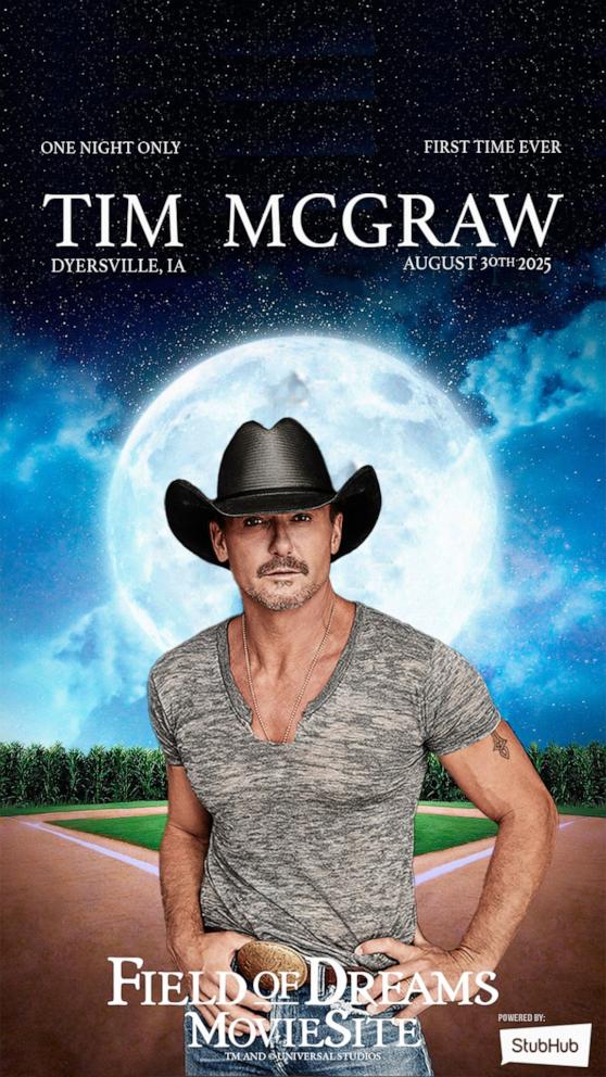 PHOTO: Tim McGraw will headline a concert at the Field of Dreams in Dyersville, Iowa.