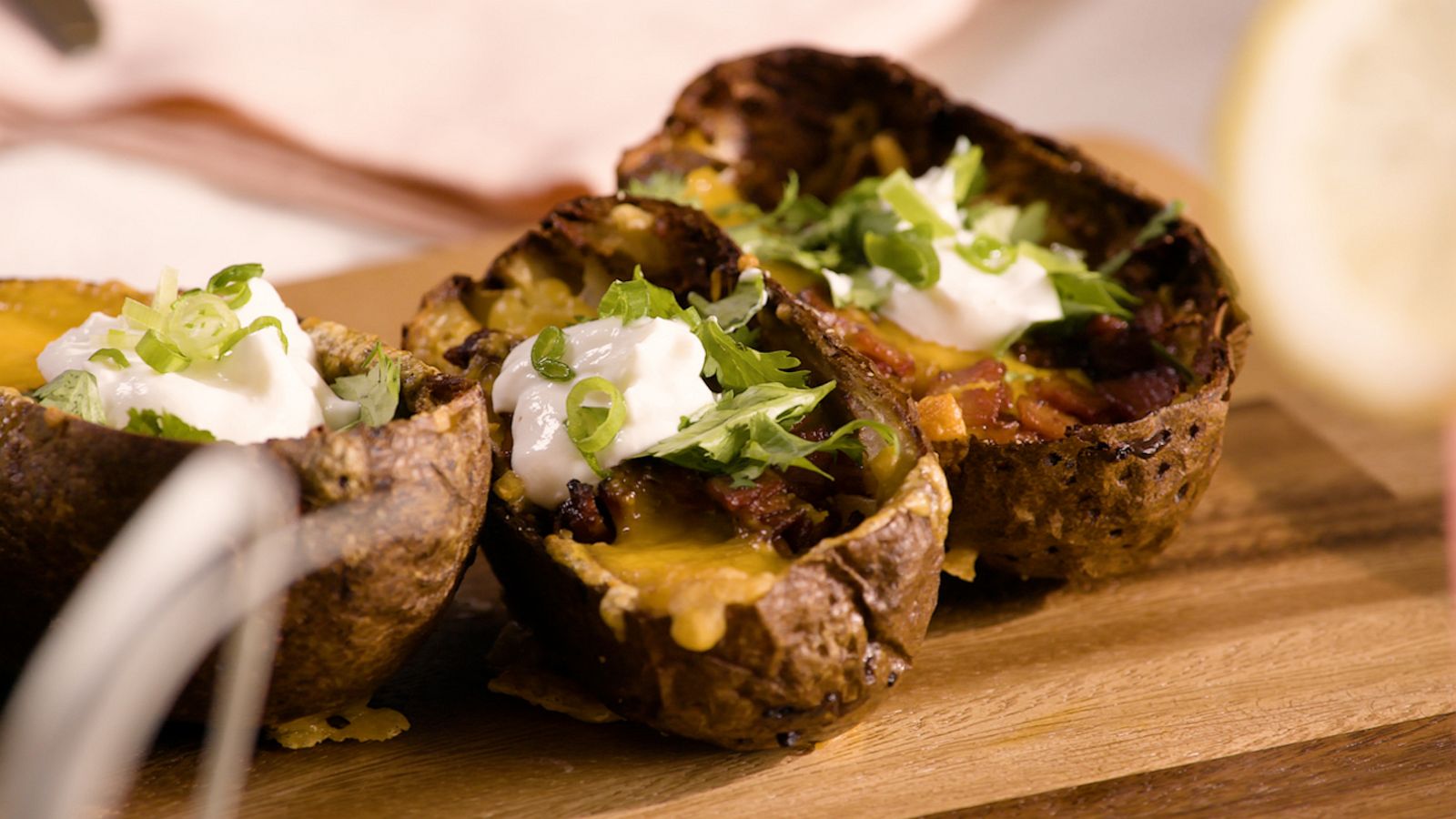 PHOTO: Make a crispy, copycat version of T.G.I.Friday's loaded potato skins at home with Cat Cora.