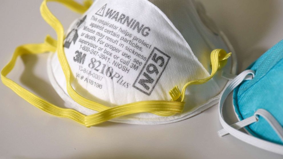 PHOTO: Various N95 respiration masks at a laboratory of 3M, which has been contracted by the U.S. government to produce extra masks in response to the country's novel coronavirus outbreak, in Maplewood, Minnesota, March 4, 2020.