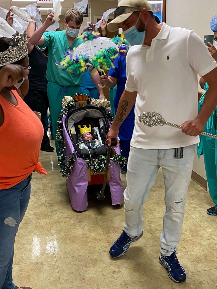 PHOTO: Russell Appold Jr. was treated at Tulane Lakeside Hospital in Louisiana. Russell fought 133 days in the NICU and finally arrived home Oct. 1. The hospital gave him a surprise sendoff to mark the end of his NICU stay. 