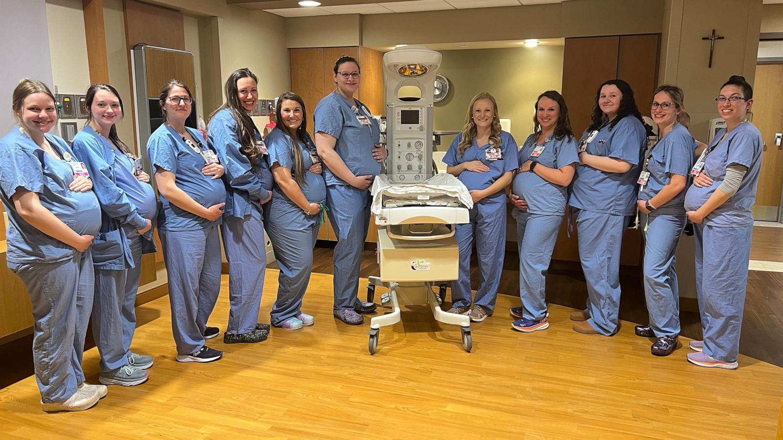 PHOTO: HSHS St. Vincent Hospital announced a baby boom in May as 14 maternity nurses are expecting babies of their own.