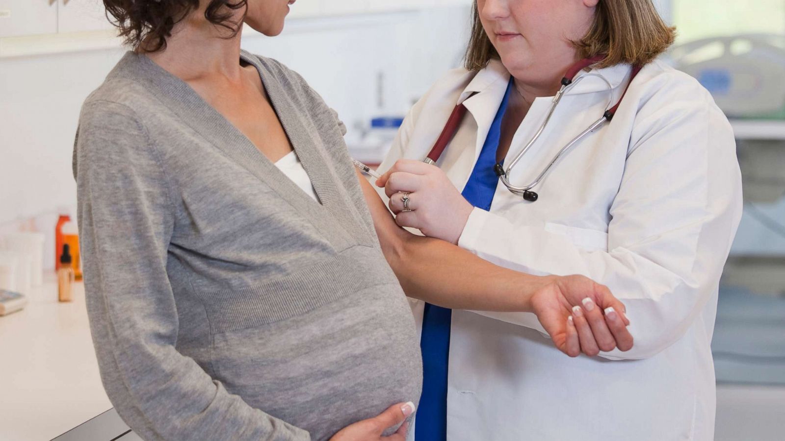 PHOTO: A pregnant woman is seen here with her dr in this undated stock photo.