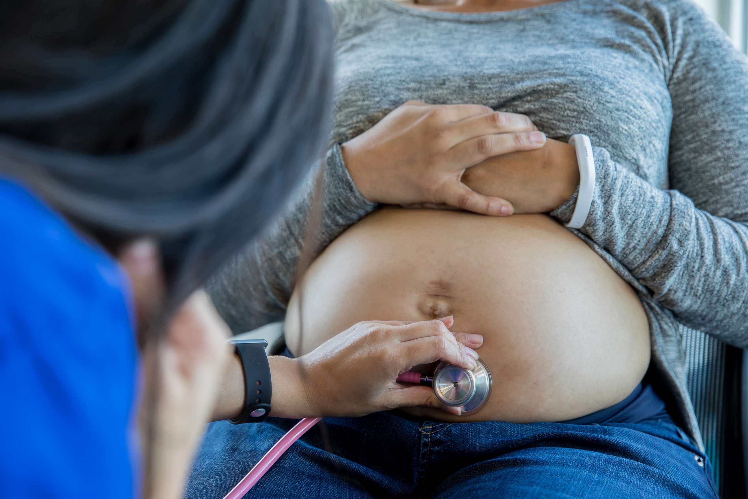 PHOTO: An undated stock photo depicts a pregnant woman undergoing a prenatal exam.