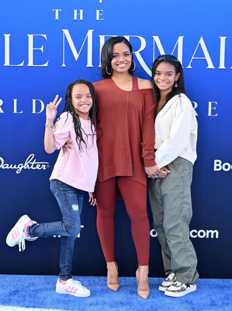 PHOTO: Kyla Pratt (C), Lyric Kai Kilpatrick and Liyah Kilpatrick attend the World Premiere of Disney's "The Little Mermaid" on May 8, 2023 in Hollywood, Calif.