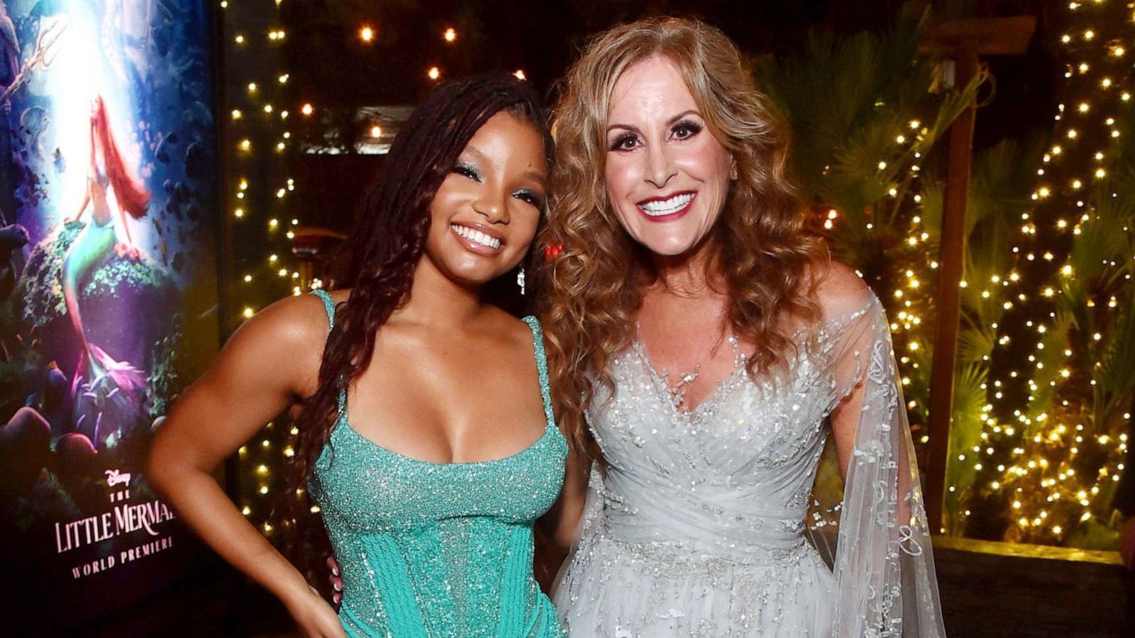 PHOTO: Halle Bailey and Jodi Benson attend the World Premiere of Disney's live-action feature "The Little Mermaid" at the Dolby Theatre in Los Angeles, on May 8, 2023.