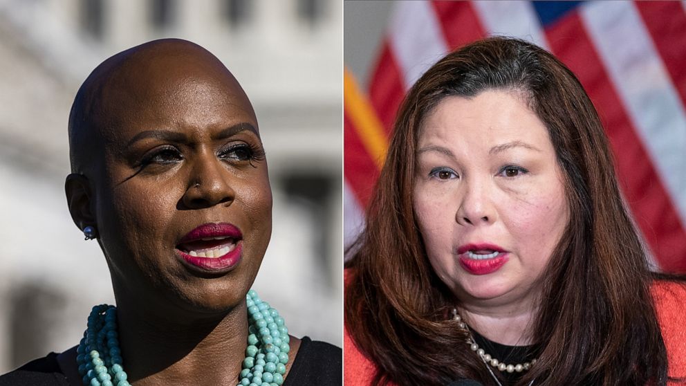 PHOTO: left, Rep. Ayanna Pressley and Sen. Tammy Duckworth, right.
