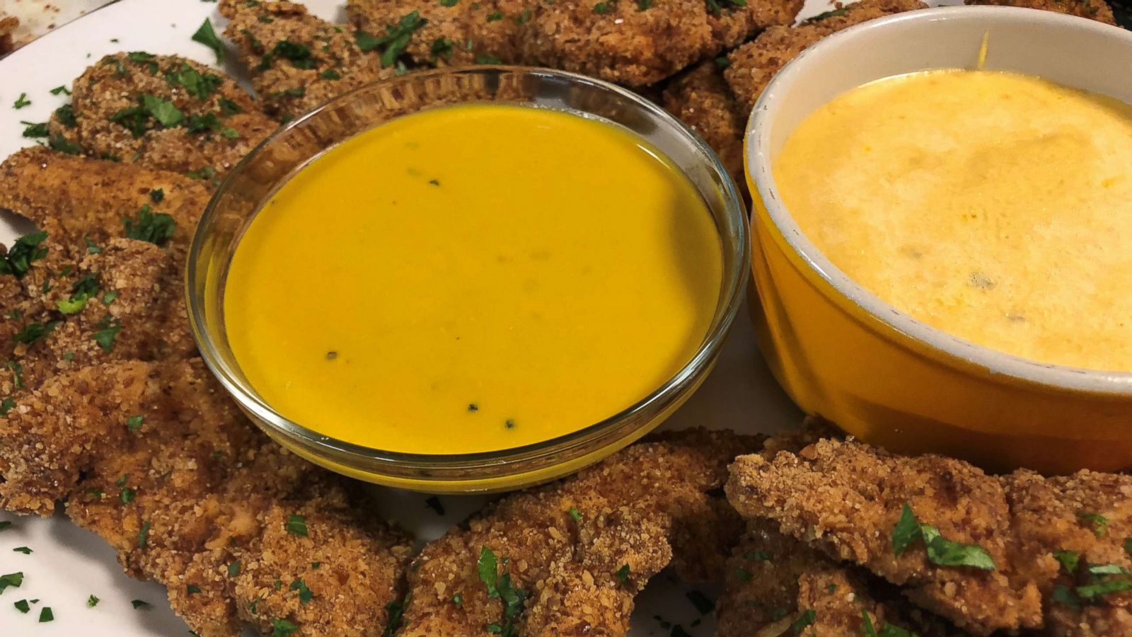 PHOTO: Jeff Mauro's boneless pretzel coated wings with beer cheese dipping sauce.