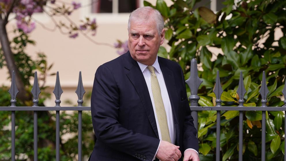 PHOTO: In this April 20, 2025, file photo, Prince Andrew leaves after attending the Easter Matins Service at St. George's Chapel, Windsor Castle in Windsor, England. 