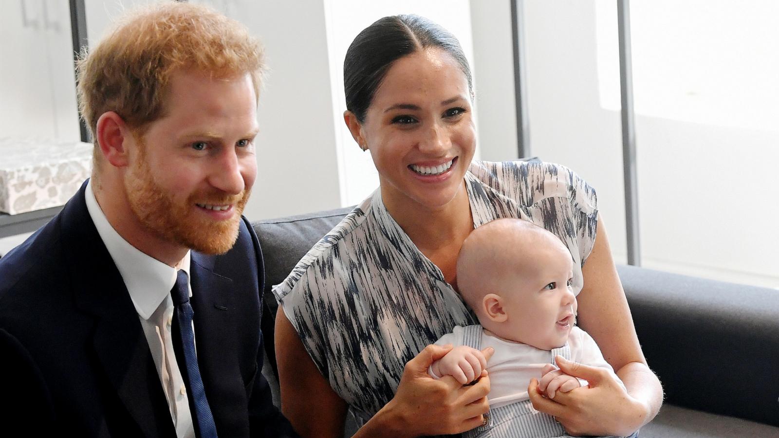 PHOTO: In this Sept. 25, 2019, file photo, Prince Harry, Duke of Sussex, Meghan, Duchess of Sussex and their baby son Archie Mountbatten-Windsor meet Archbishop Desmond Tutu in Cape Town, South Africa.